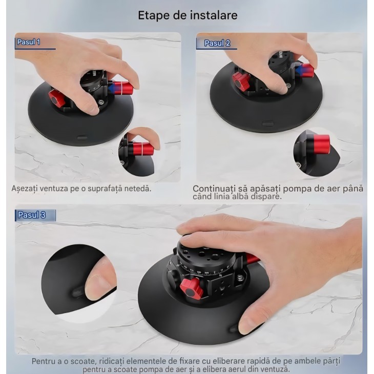 Suport cu ventuză,NEEWER N-10, baza 6 inch, pentru cameră auto, cu braț magic și cap cu bilă, montare pe parbriz, compatibil camere de acțiune și telefoane