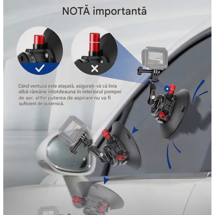 Suport cu ventuză,NEEWER N-10, baza 6 inch, pentru cameră auto, cu braț magic și cap cu bilă, montare pe parbriz, compatibil camere de acțiune și telefoane