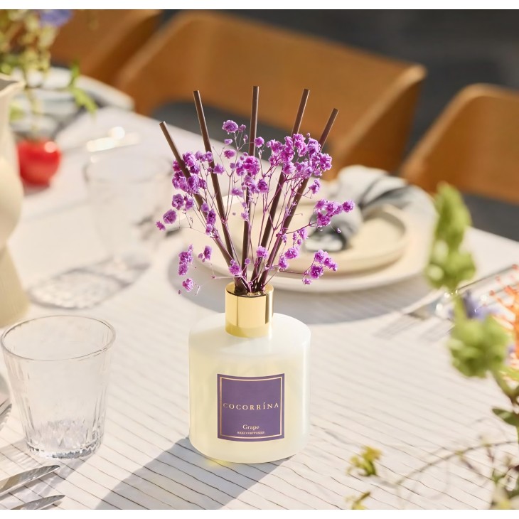 Difuzor parfum de lux cu bețișoare COCORRÍNA, 200 ml, parfum ambiental de lungă durată, pentru casă și baie, aroma struguri, livrare 7-8 zile