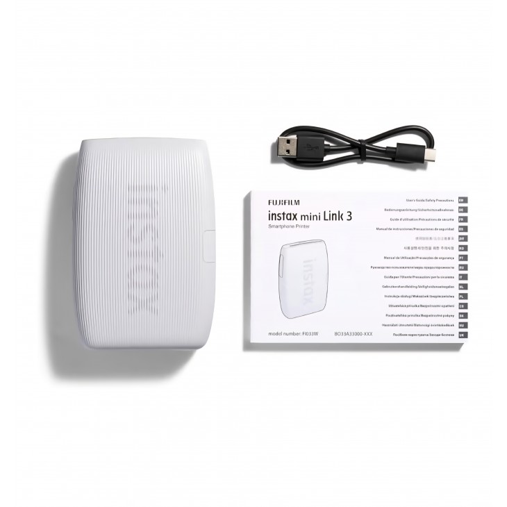 Imprimantă foto portabilă FUJIFILM instax mini Link 3 pentru smartphone, imprimare instantanee, compatibilă cu film instax mini, Clay White