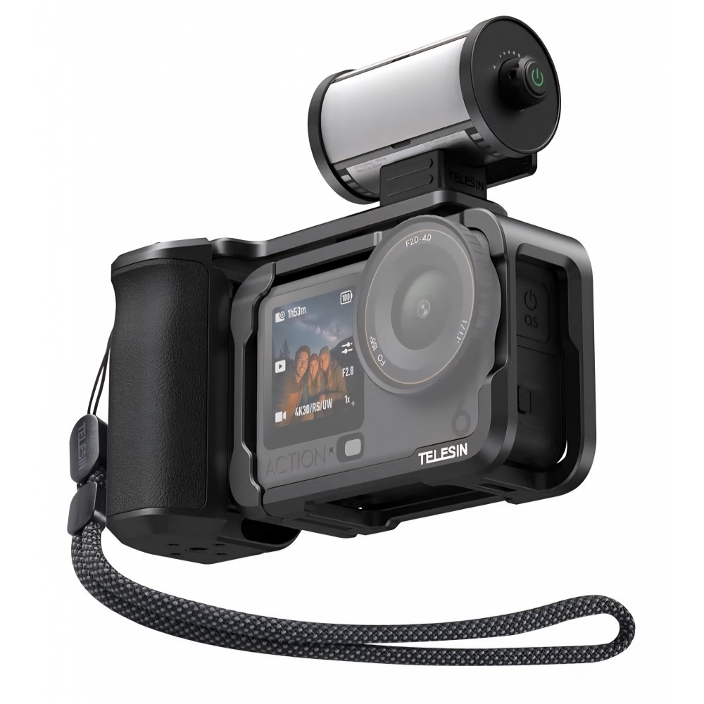 Kit TELESIN pentru DJI Osmo Action 6, cu carcasă metalică de protecție, mâner din aluminiu și lumină video RGB magnetică, accesorii pentru filmare și vlogging livrare 7-8 zile