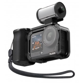 Kit TELESIN pentru DJI Osmo Action 6, cu carcasă metalică de protecție, mâner din aluminiu și lumină video RGB magnetică, accesorii pentru filmare și vlogging livrare 7-8 zile