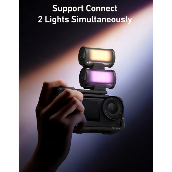 Kit TELESIN pentru DJI Osmo Action 6, cu carcasă metalică de protecție, mâner din aluminiu și lumină video RGB magnetică, accesorii pentru filmare și vlogging livrare 7-8 zile