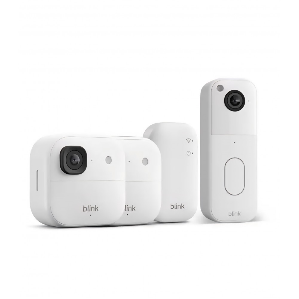 Sistem de supraveghere Blink 2K+ cu cameră de exterior și sonerie video, wireless, rezoluție 2K, Sync Module inclus, set 2 camere, alb, livrare 7-9 zile