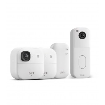 Sistem de supraveghere Blink 2K+ cu cameră de exterior și sonerie video, wireless, rezoluție 2K, Sync Module inclus, set 2 camere, alb, livrare 7-9 zile
