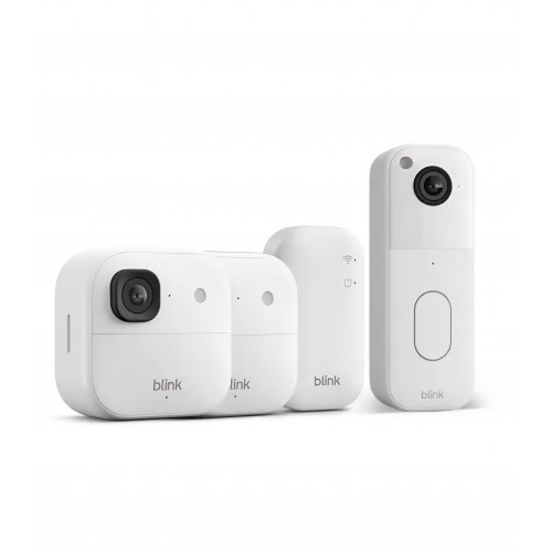 Sistem de supraveghere Blink 2K+ cu cameră de exterior și sonerie video, wireless, rezoluție 2K, Sync Module inclus, set 2 camere, alb, livrare 7-9 zile