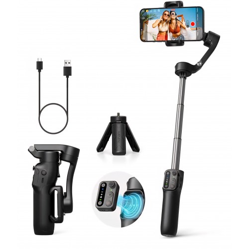 Stabilizator gimbal pentru smartphone hohem iSteady X3 SE Plus, stabilizare pe 3 axe, telecomandă detașabilă, tijă extensibilă, autonomie 11 ore, pentru vlogging, livrare 7-9 zile