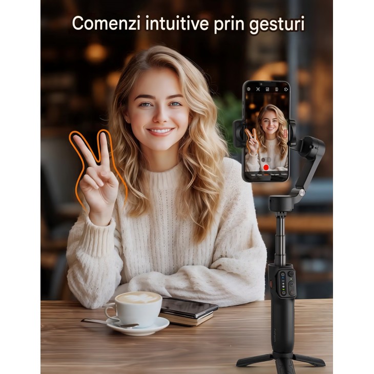 Stabilizator gimbal pentru smartphone hohem iSteady X3 SE Plus, stabilizare pe 3 axe, telecomandă detașabilă, tijă extensibilă, autonomie 11 ore, pentru vlogging, livrare 7-9 zile