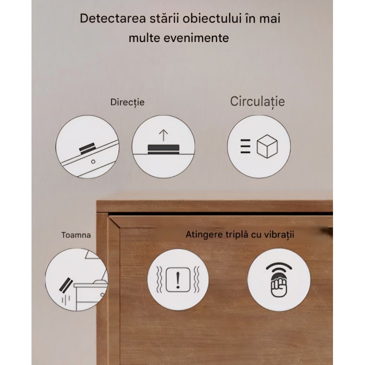Senzor inteligent Aqara P100 Multisensor, pentru uși și ferestre, detectare deschidere/închidere, vibrații și mișcare obiecte, Thread și Zigbee, alb, livrare 7-9 zile