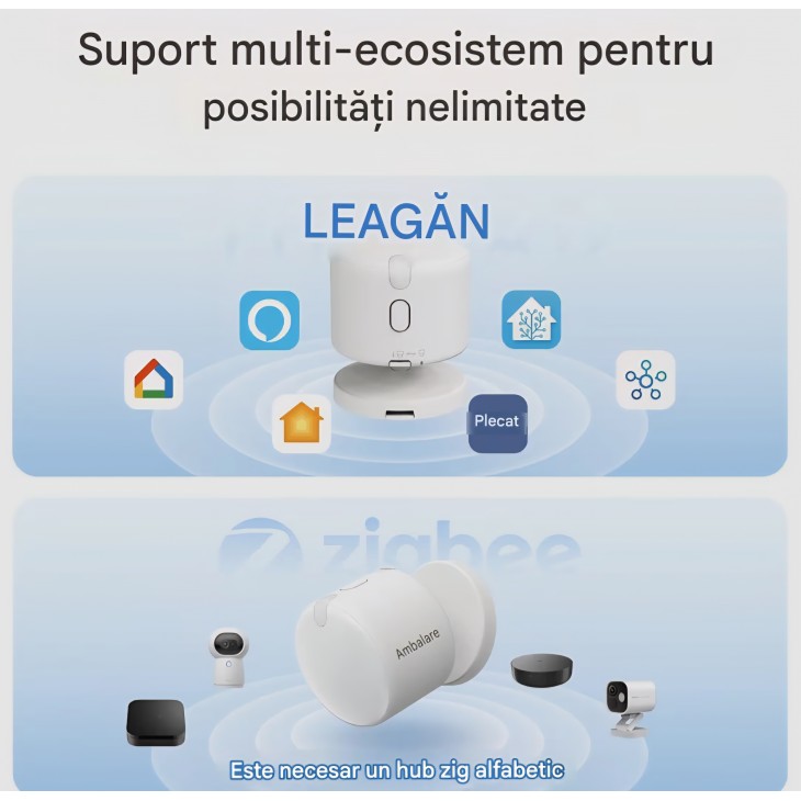 Senzor inteligent de prezență Aqara Presence Sensor FP300, detectare mmWave, PIR, lumină, temperatură și umiditate, Thread și Zigbee, livrare 7-9 zile