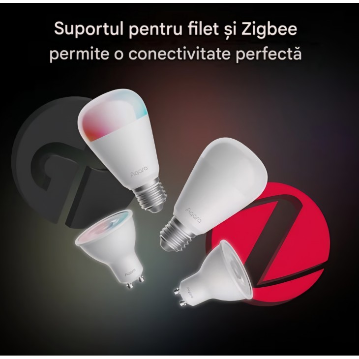  Bec inteligent Aqara LED Light Bulb T2 GU10, lumină albă reglabilă 2700K–6500K, Matter, Thread și Zigbee, compatibil Apple HomeKit, Alexa și Google Home, livrare 7-9 zile