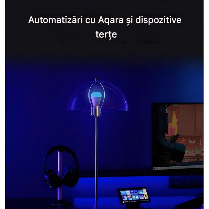  Bec inteligent Aqara LED Light Bulb T2 GU10, lumină albă reglabilă 2700K–6500K, Matter, Thread și Zigbee, compatibil Apple HomeKit, Alexa și Google Home, livrare 7-9 zile