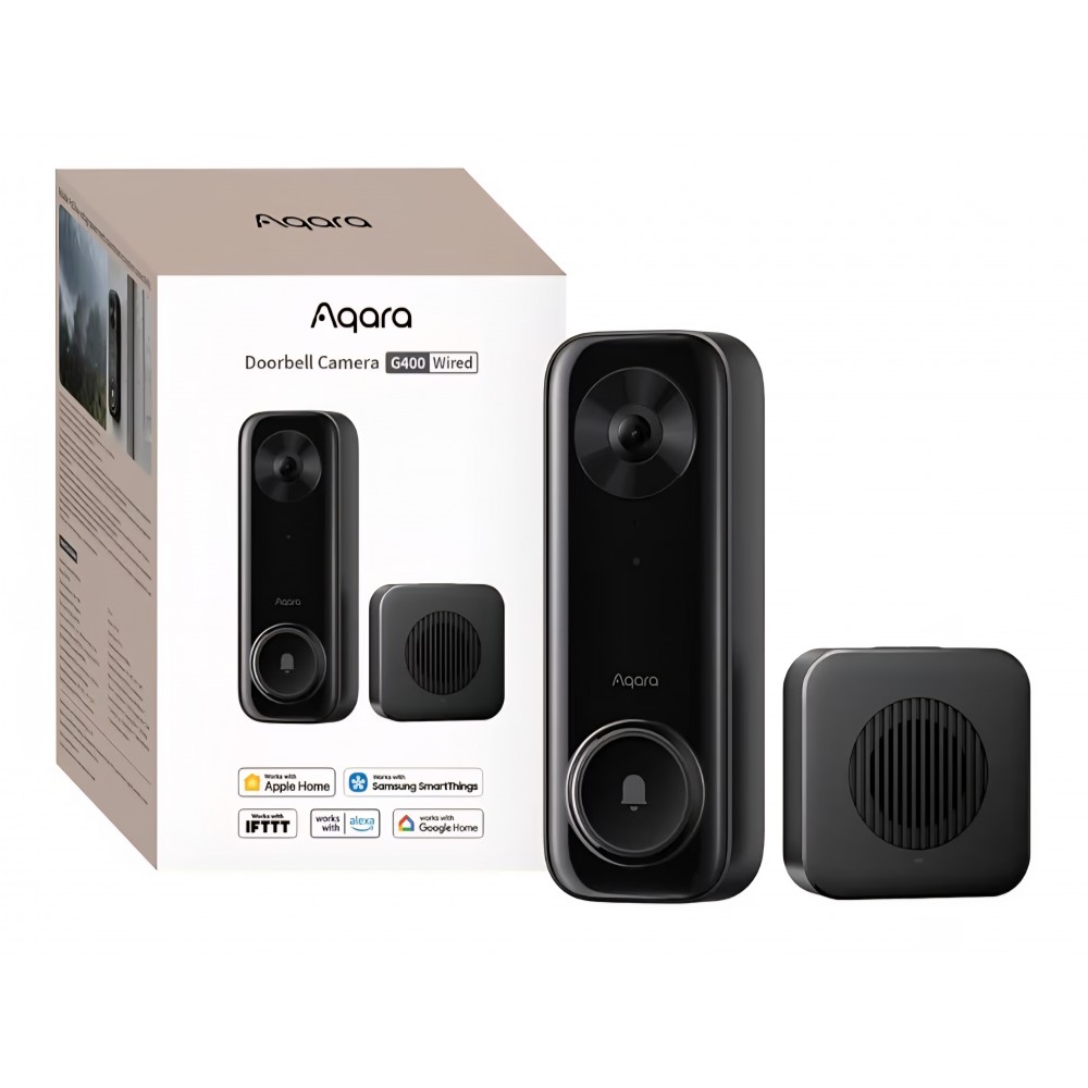 Sonerie video inteligentă Aqara G400 cu Chime inclus, alimentare prin cablu sau PoE, video 2K panoramic, HomeKit Secure Video, înregistrare 24/7, IP65, livrare 7-9 zile