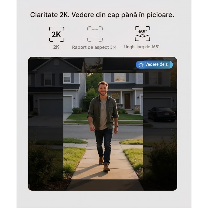 Sonerie video inteligentă Aqara G400 cu Chime inclus, alimentare prin cablu sau PoE, video 2K panoramic, HomeKit Secure Video, înregistrare 24/7, IP65, livrare 7-9 zile
