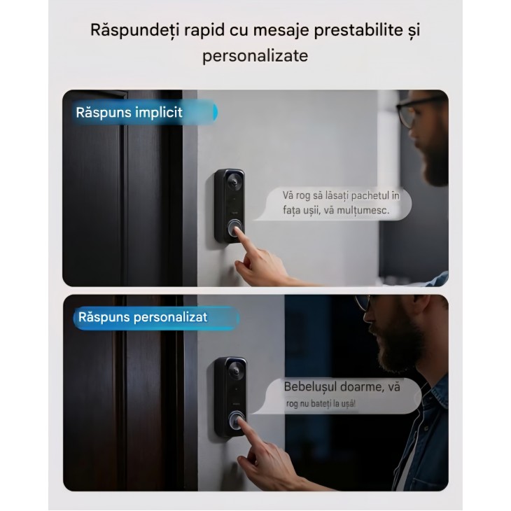 Sonerie video inteligentă Aqara G400 cu Chime inclus, alimentare prin cablu sau PoE, video 2K panoramic, HomeKit Secure Video, înregistrare 24/7, IP65, livrare 7-9 zile