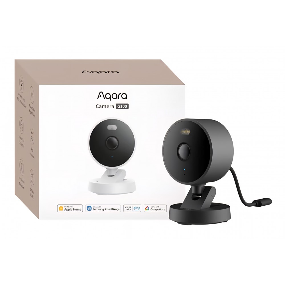 ,Cameră de supraveghere Aqara G100, 2K, pentru interior și exterior, HomeKit Secure Video, audio bidirecțional, vedere nocturnă color și IR, AI Detection, unghi 140°, negru, livrare 7-9 zile