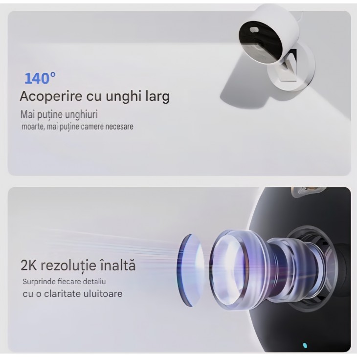 ,Cameră de supraveghere Aqara G100, 2K, pentru interior și exterior, HomeKit Secure Video, audio bidirecțional, vedere nocturnă color și IR, AI Detection, unghi 140°, negru, livrare 7-9 zile