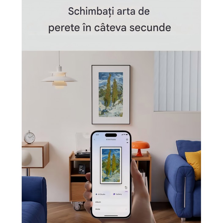 Ramă foto digitală SwitchBot KI Art Frame 13.3”, e-ink, cadru foto electronic wireless, artă generată AI, compatibil Alexa, livrare 7-9 zile