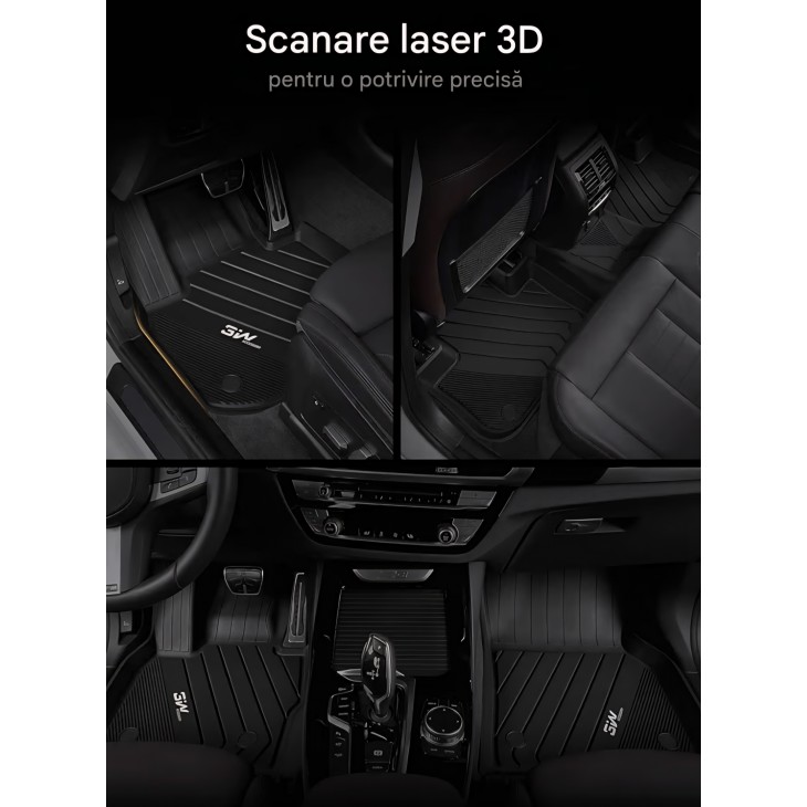 Set covorașe auto 3W pentru BMW X5 G05 2019-2025 / 2026, TPE all-weather, protecție completă rând 1 și 2, negru antiderapant, livrare 7-9 zile