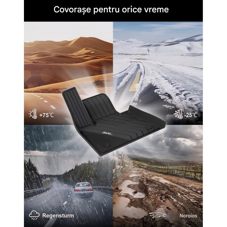 Set covorașe auto 3W pentru BMW X5 G05 2019-2025 / 2026, TPE all-weather, protecție completă rând 1 și 2, negru antiderapant, livrare 7-9 zile