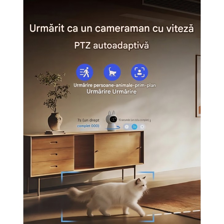 Camera de supraveghere inteligenta, Aqara, camera hub G350, 4K UHD, sistem dual-lens, zoom 9x, PTZ 360°, AI Tracking, compatibila HomeKit, Alexa, Google Home si SmartThings, livrare 7-9 zile