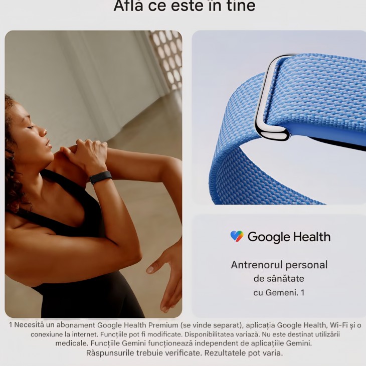 Brățară fitness Google Fitbit Air, monitorizare activitate, ritm cardiac și somn, coaching AI personalizat, autonomie până la 7 zile, Berry, livrare 8-10 zile