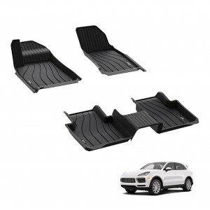 Set covorașe auto 3W pentru Porsche Cayenne 9Y0 (2018-2026), TPE all-weather, personalizate, pentru rândurile 1 și 2, antiderapante, negru. livrare 7-9 zile