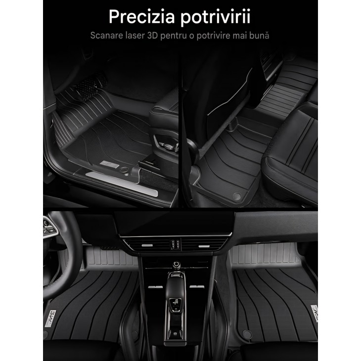 Set covorașe auto 3W pentru Porsche Cayenne 9Y0 (2018-2026), TPE all-weather, personalizate, pentru rândurile 1 și 2, antiderapante, negru. livrare 7-9 zile