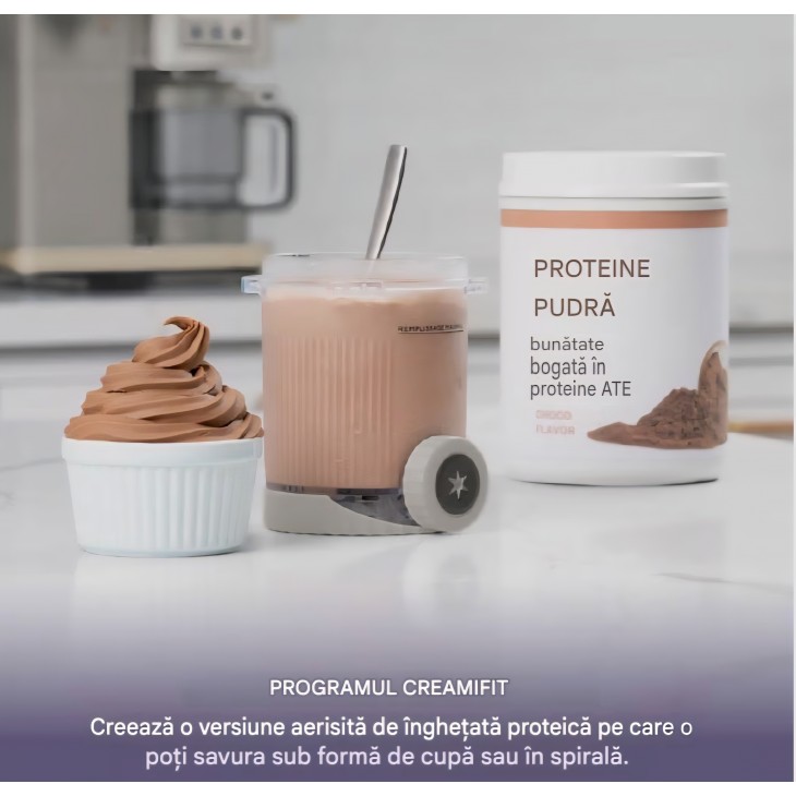 Aparat pentru înghețată Ninja CREAMi Scoop & Swirl NC701EUSTGD, 13 programe, 2 recipiente incluse, pentru înghețată, gelato, sorbet și milkshake-uri, funcție Mix-In, Stone Gold, termen livrare 7-9 zile