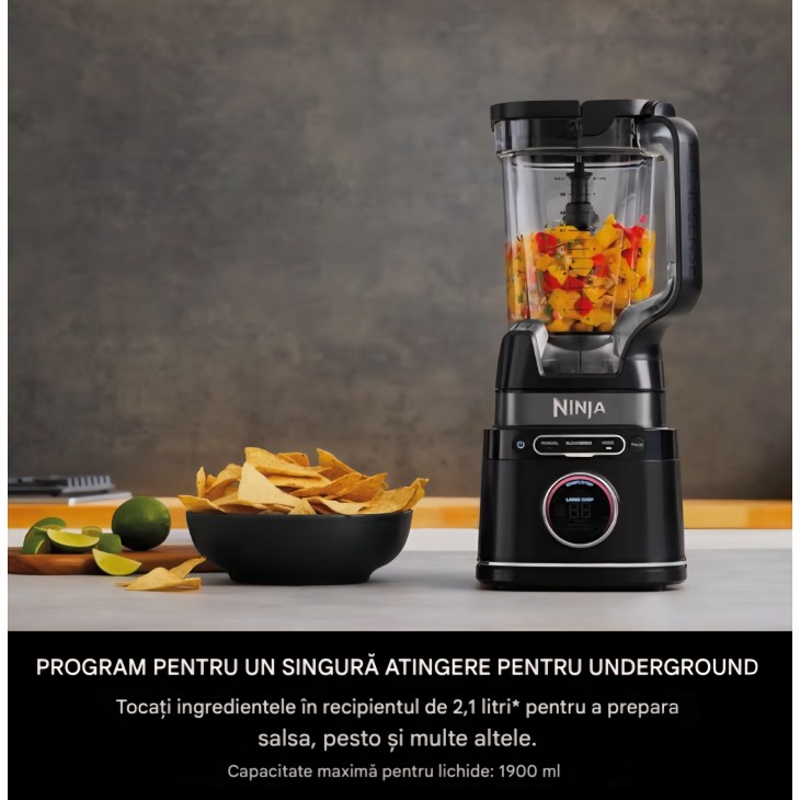 Blender Ninja Detect Power Mixer Pro TB301EU, 2 în 1, 1200W, vas și pahare incluse, pentru smoothie-uri, tocare legume și băuturi cu gheață, negru termen livrare 7-9 zile