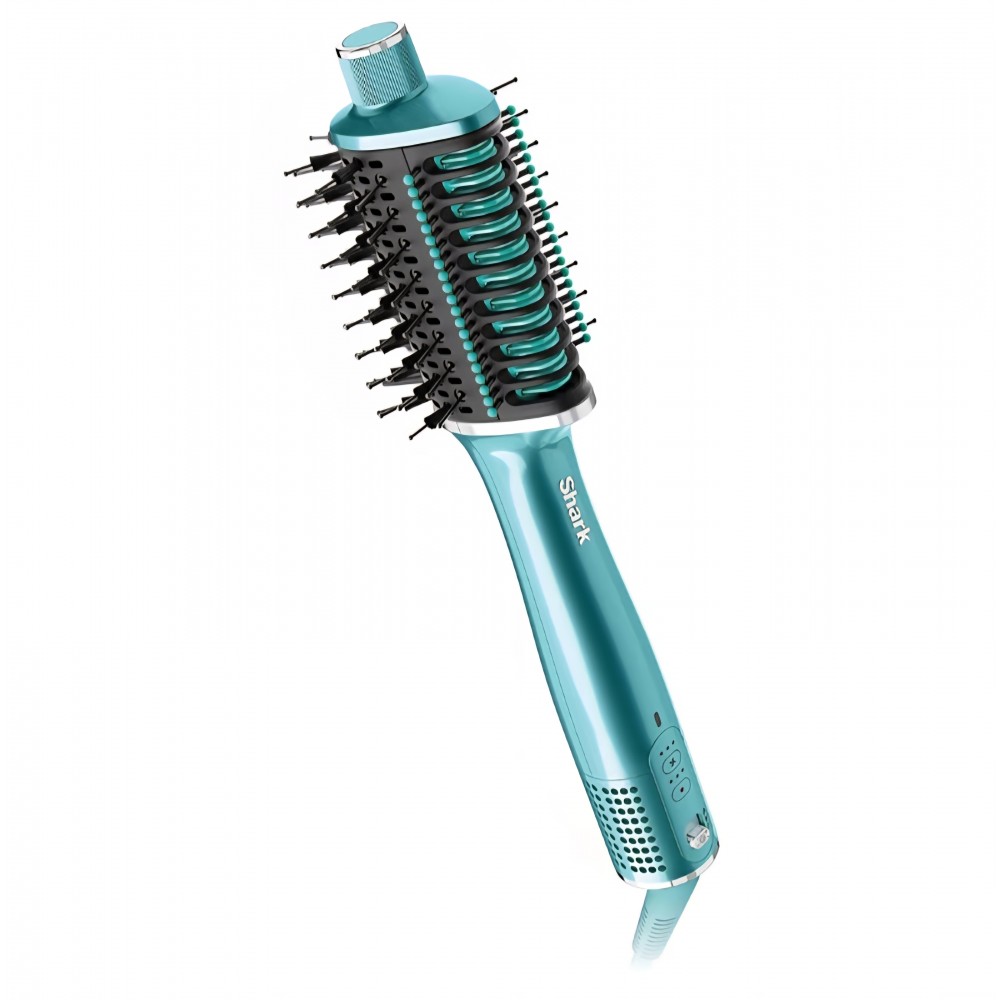 Styler 2 în 1 Shark Glossi HT302EUTL, aer cald și placă de styling, finisaj lucios tip salon, plăci ceramice, volum și protecție Gloss Lock, turcoaz, livrare 7-9 zile