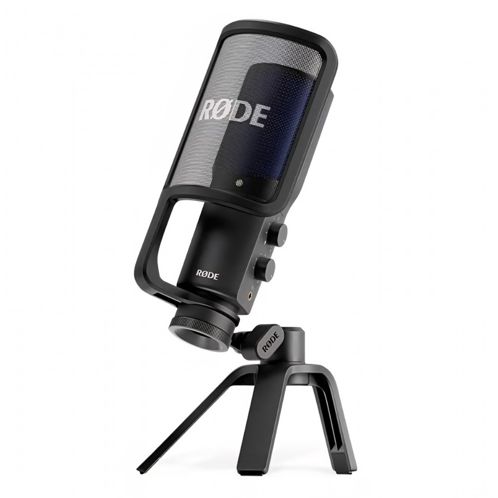 Microfon USB profesional RØDE NT-USB+, pentru înregistrări audio de înaltă calitate pe PC, Mac și dispozitive mobile, monitorizare directă, negru, livrare 7-9 zile