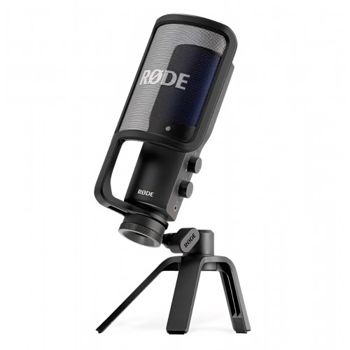 Microfon USB profesional RØDE NT-USB+, pentru înregistrări audio de înaltă calitate pe PC, Mac și dispozitive mobile, monitorizare directă, negru, livrare 7-9 zile