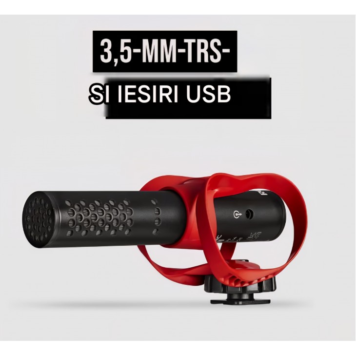 Microfon shotgun RØDE VideoMic GO II, ultra-compact, pentru cameră foto/video, USB și 3,5 mm, ideal pentru filmare, podcasting și creare de conținut, livrare 7-9 zile