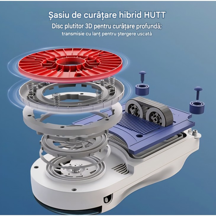 Robot pentru curățat geamuri Hutt R10, sistem hibrid umed/uscat, aspirație 7000 Pa, pulverizare dublă HydroJet
