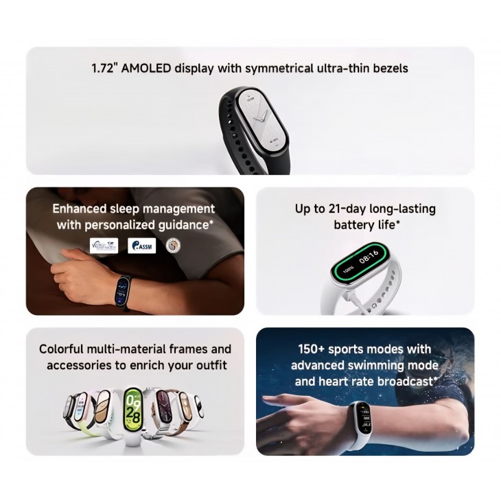 Brățară fitness inteligentă, Xiaomi Smart Band 10, display AMOLED 1.72”, autonomie până la 21 zile, monitorizare sănătate și sport, roz