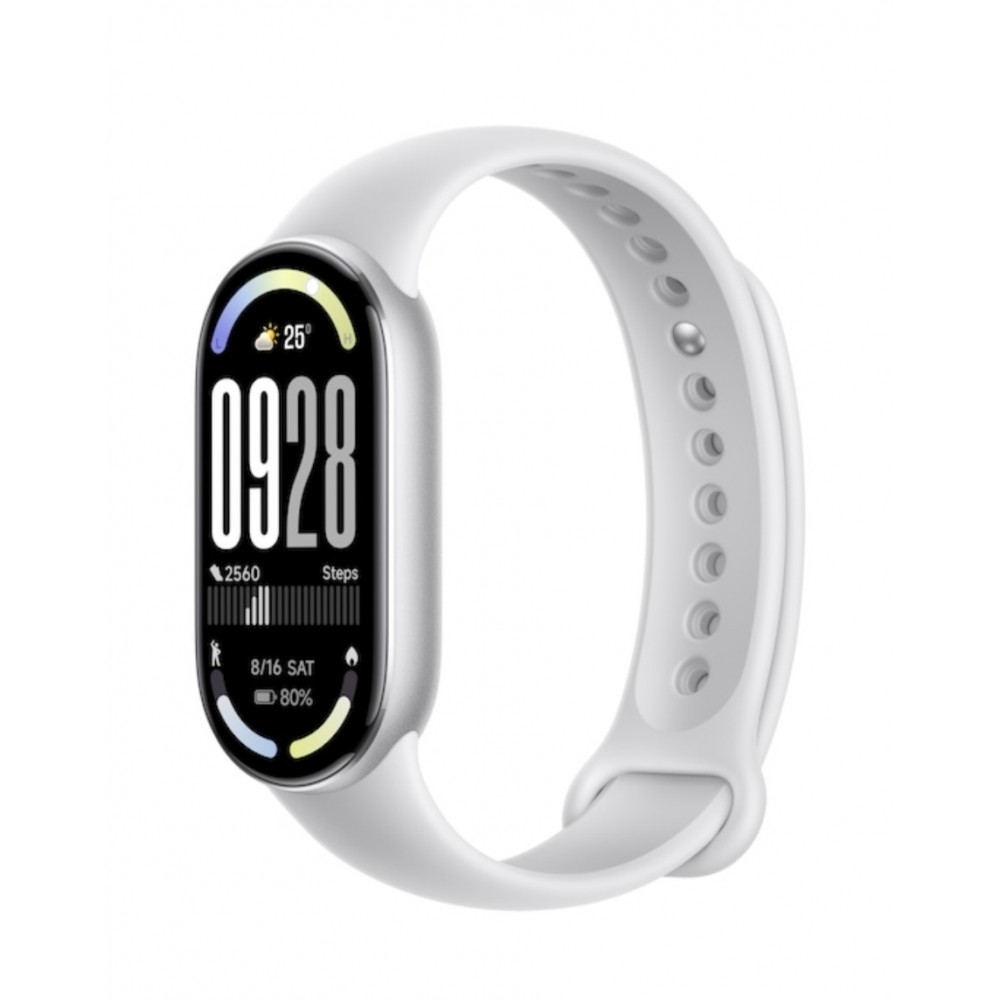 Brățară fitness inteligentă, Xiaomi Smart Band 10, display AMOLED 1.72”, autonomie până la 21 zile, monitorizare sănătate și sport, argintiu