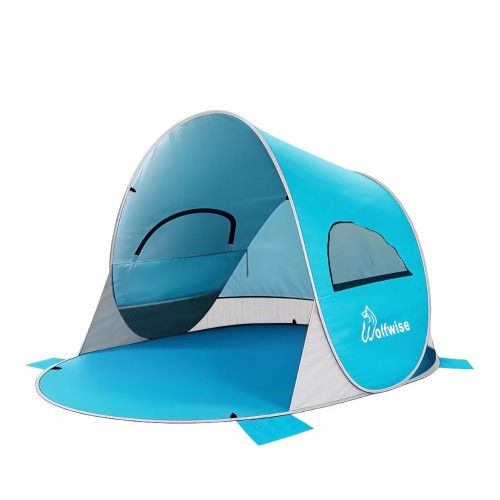 Cort de plajă WolfWise UPF 50+, montare instant Pop-Up, protecție solară, spațios și ușor de transportat, livrare 8-9 zile