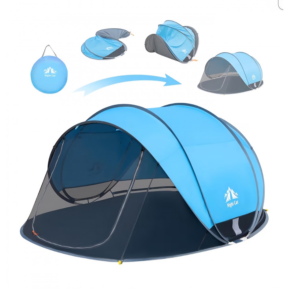 Cort de plajă Night Cat Pop-Up pentru 3–4 persoane, protecție UV50+, cu plasă anti-țânțari, ideal pentru plajă, camping și activități outdoor, livrare 8-9 zile