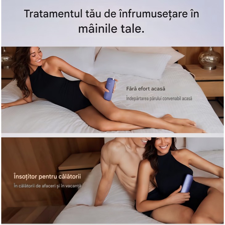 Epilator IPL Ulike Air 3, pentru față și corp, cu sistem Sapphire Ice Cooling, epilare nedureroasă, rezultate de lungă durată, mov, livrare 8-9 zile