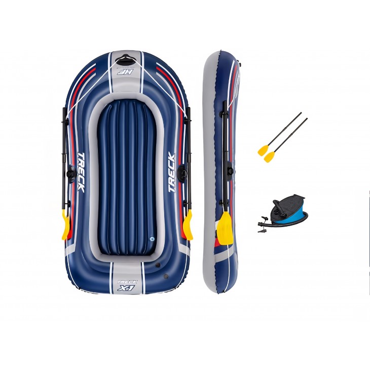 Barcă gonflabilă Bestway Hydro-Force Treck X1, 2 persoane, cu vâsle și pompă, pentru lacuri, pescuit și agrement, livrare 7-9 zile