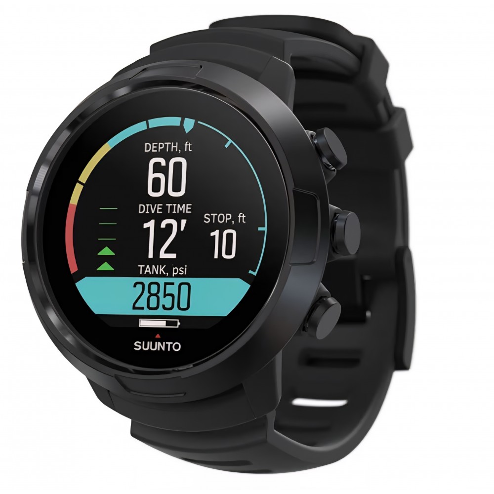 Ceas cu computer de scufundare SUUNTO D5, ecran color, rezistență la apă 100 m, busolă digitală, autonomie până la 12 ore în modul scufundare, 10-12 zile, negru