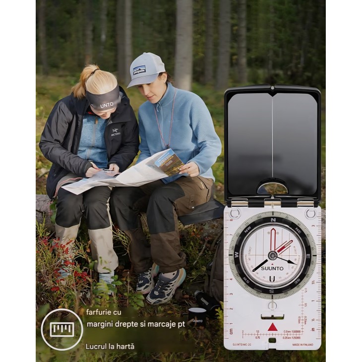 Busolă profesională SUUNTO MC-2, cu oglindă, clinometru și corecție reglabilă a declinației, fabricată în Finlanda, livrare 9-10 zile