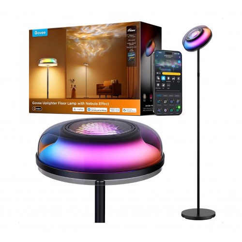 Lampadar inteligent Govee pentru living, efect de ceață, RGBIC, lumină albă caldă și rece, reglabil, 1000 lm, compatibil Alexa, 170 cm, livrare 8-10 zile