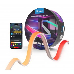 Bandă LED inteligentă Govee COB Strip Light Pro, 3 m, RGBIC, alb cald, 3780 LED-uri, 1350 lm, compatibilă Matter, Alexa și Google Assistant, livrare 7-9 zile