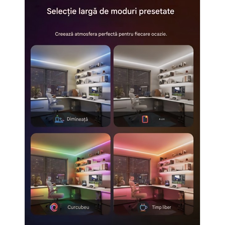 Bandă LED inteligentă Govee COB Strip Light Pro, 3 m, RGBIC, alb cald, 3780 LED-uri, 1350 lm, compatibilă Matter, Alexa și Google Assistant, livrare 7-9 zile
