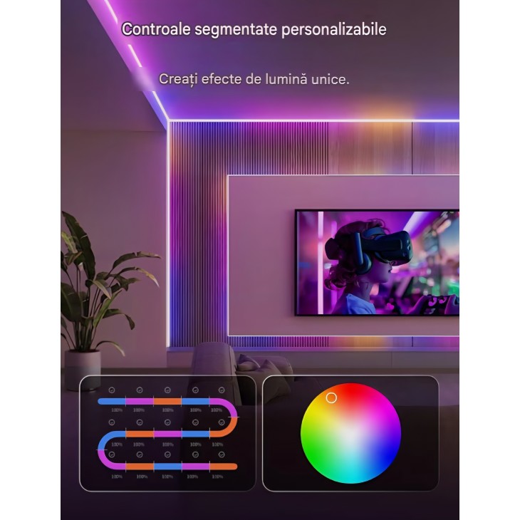 Bandă LED inteligentă Govee COB Strip Light Pro, 3 m, RGBIC, alb cald, 3780 LED-uri, 1350 lm, compatibilă Matter, Alexa și Google Assistant, livrare 7-9 zile