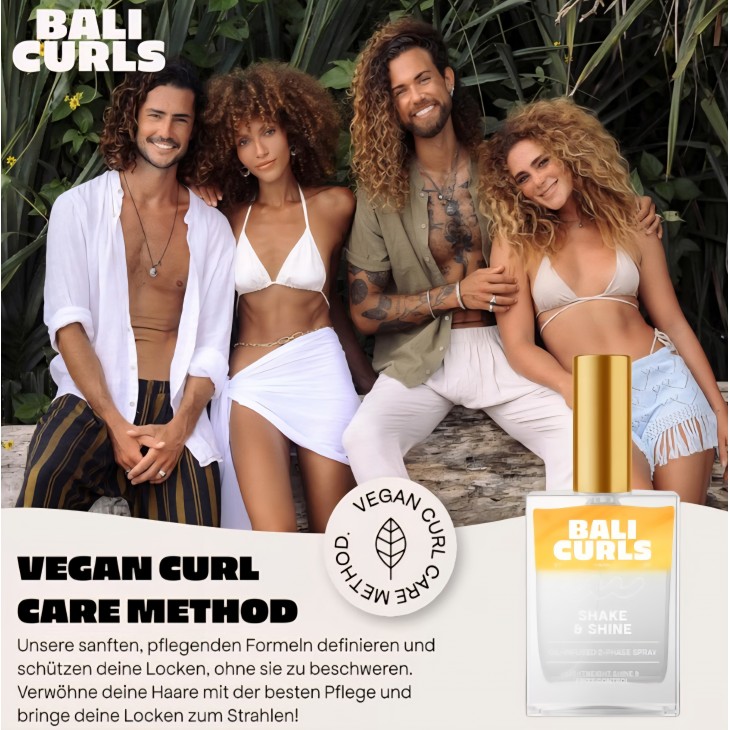 Ulei pentru luciu Bali Curls Shake & Shine Oil, pentru păr creț și ondulat, cu acid hialuronic și pantenol, 100 ml, livrare 7-8 zile