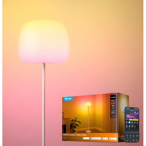 Lampadar inteligent Govee LED Lantern, RGBICWW, Halo Lighting, 1400 lm, temperatură culoare 1000–10000 K, compatibil Alexa, 160 cm, alb livrare 8-10 zile