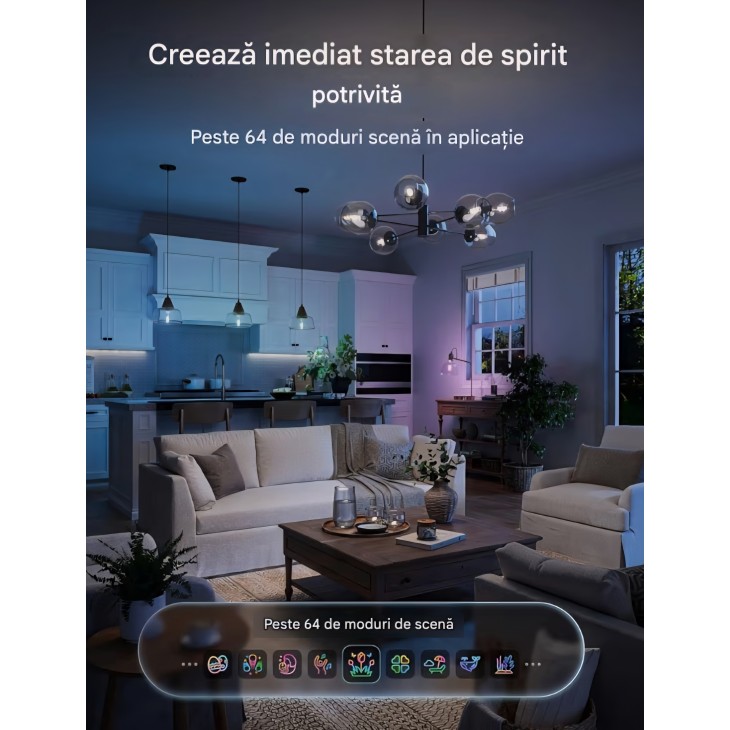 Becuri inteligente Govee Smart Edison ST64, E27, RGBWW, 500 lm, compatibile Matter, Alexa, Google Assistant și Apple Home, set 2 bucăți, livrare 7-9 zile